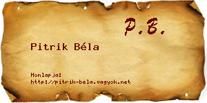 Pitrik Béla névjegykártya
